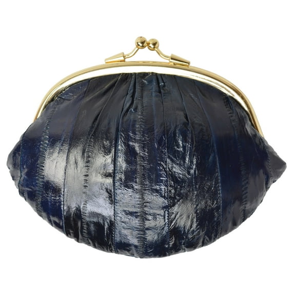 Eel Skin Large Double Coin Purse Change Wallet E 10 BIG
