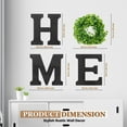 thumbnail image 2 of Rustic Wooden Wall Hanging HOME D?cor Sign, Cutout Block Letters Weathered Wood With Green Leaf Circle Wreath, Pediment Alphabets Plaques for House Decoration, Black, 2 of 8
