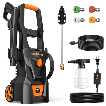 NEXPOW Electric Pressure Washer, 4000 Max PSI 2.6 GPM Power Washer with Foam Cannon, 4 Quick Nozzles & Built-in GFCI Protection for Cars, Driveways, Patios & Fences