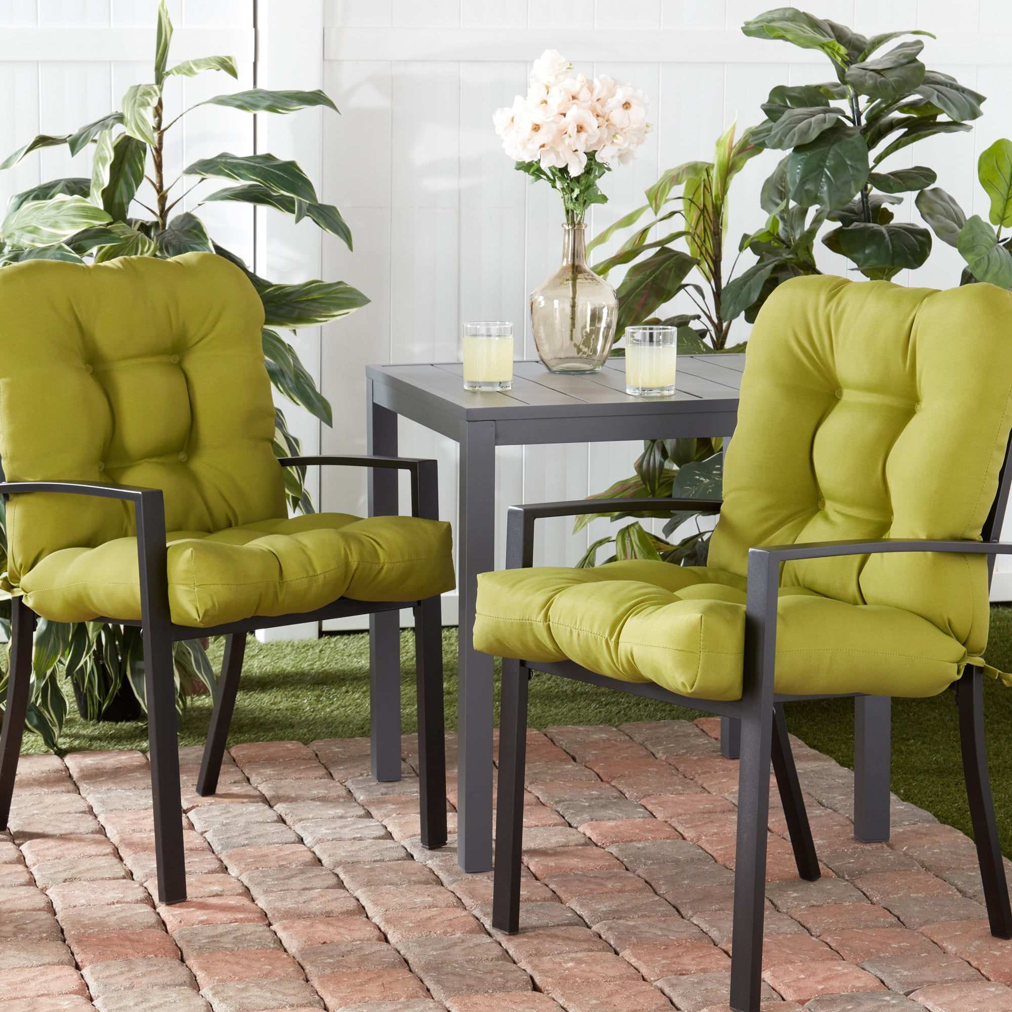Greendale Home Fashions Kiwi Green Outdoor Dining Chair Cushion (2-Pack)