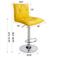 thumbnail image 3 of Leopard Square Back Diagonal Line Adjustable Spin Counter Bar Stool,Set of 2,Yellow, 3 of 5