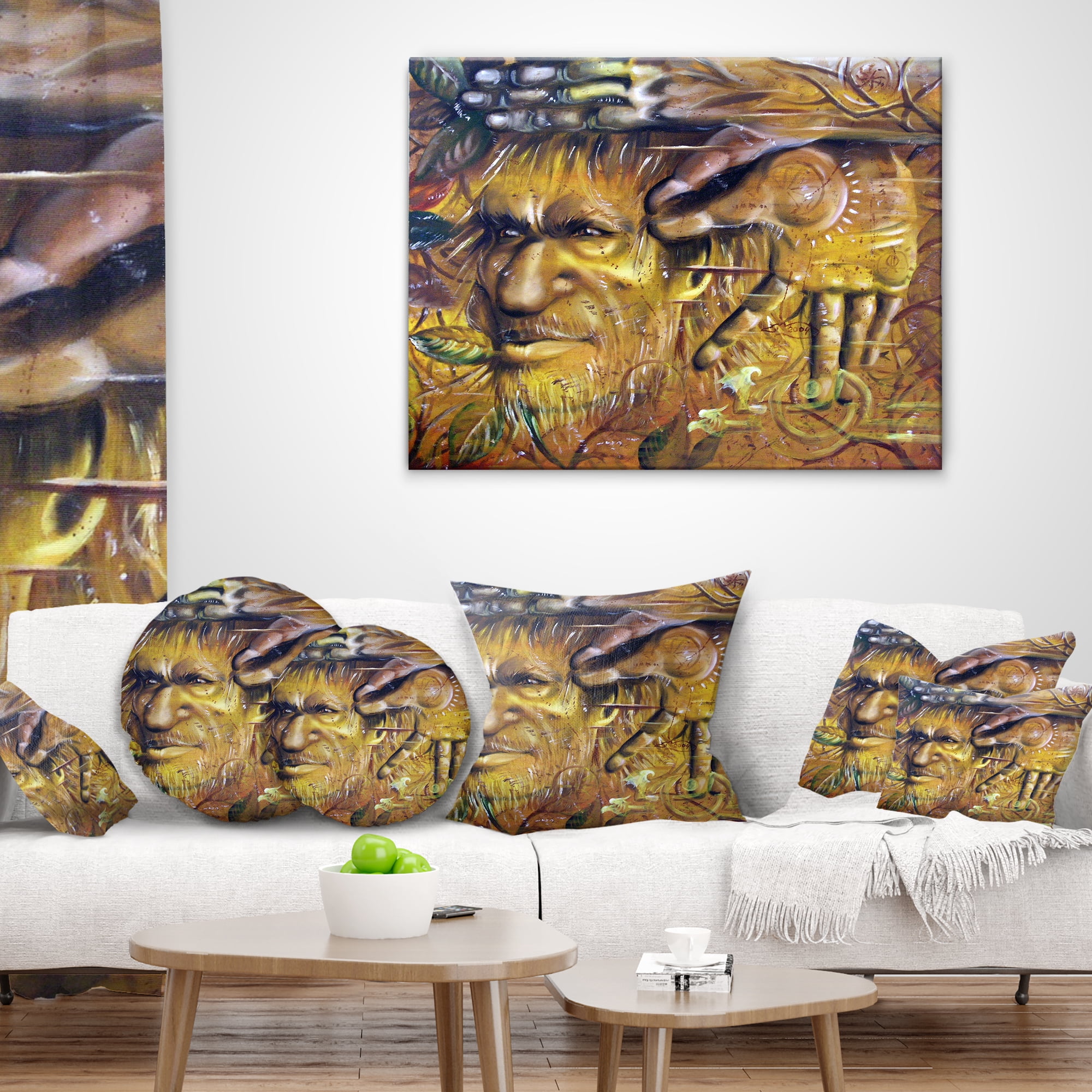 Designart Sylvan - Abstract Portrait Throw Pillow - 16x16