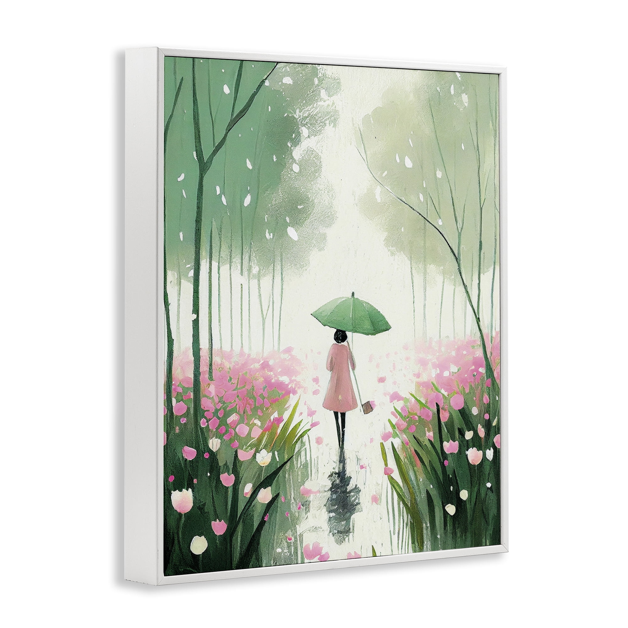 Stupell Industries Nature Stroll in Rain Landscape Painting White Framed Art Print Wall Art, 24 x 30