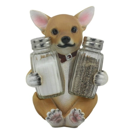 Ebros Picante Teacup Tan Chihuahua Puppy Salt And Pepper Shakers Holder Figurine Set (Best Food For Teacup Chihuahua)