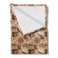 thumbnail image 2 of Pirates Soft Flannel Fleece Throw Blanket, Scroll Old Pirate Treasure Map Pattern Adventure Stories Concept, Cozy Plush for Indoor and Outdoor Use, 70" x 90", Pale Brown White Grey, by Ambesonne, 2 of 5