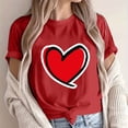 thumbnail image 2 of Women's Cute Heart T Shirt for Valentine's Teen Girls Crewneck Short Sleeve Tees Casual Summer Tops, 2 of 4