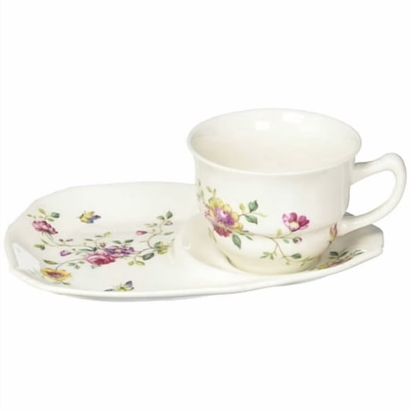 Gracie China Ensemble de Collations en Porcelaine Florale, Violet, 2 Pcs