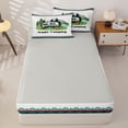 thumbnail image 4 of Erosebridal Cartoon Camper Pattern Zipper Full Size Comforter Sets with Fitted Sheet and 2 Pillowcases,Happy Camping Zipper Bedding Set,Green Red,Grey Reversible, 4 of 6