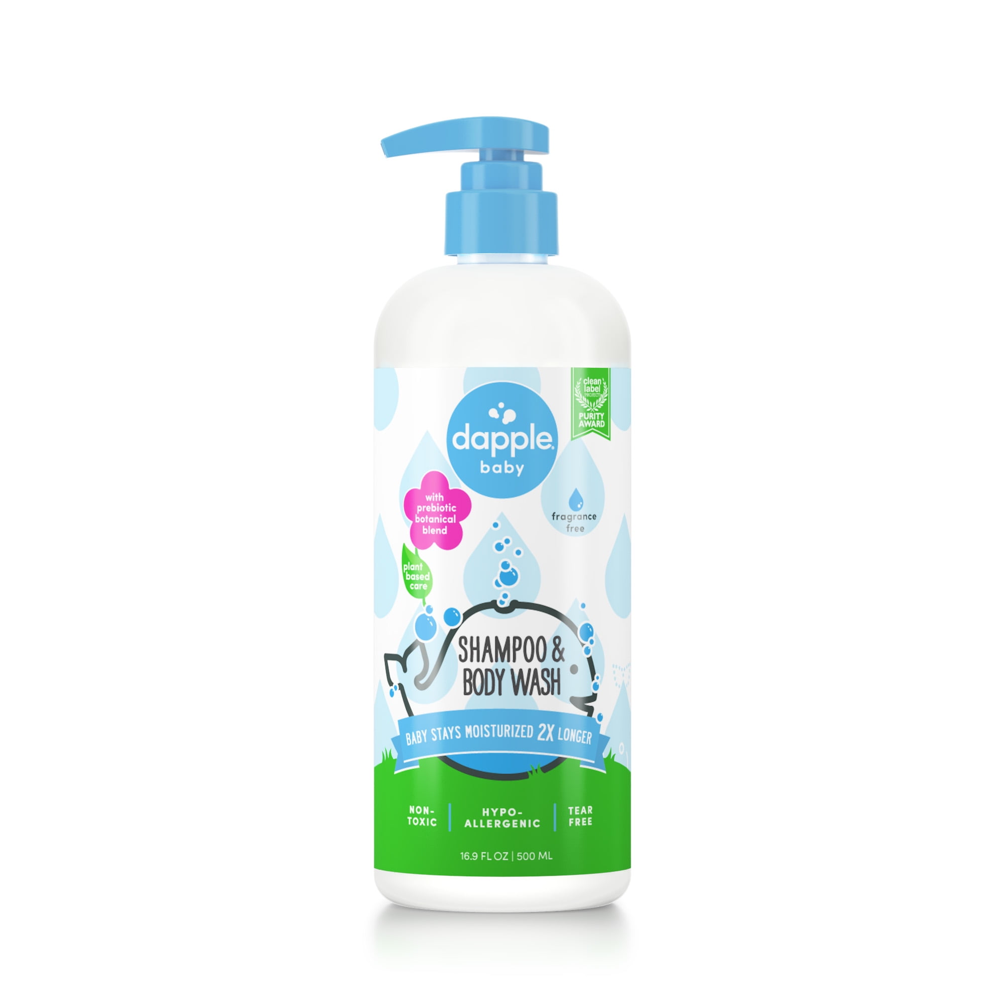 Dapple Baby Shampoo and Body Wash Fragrance Free Hypoallergenic Baby Wash 16.9 fl oz