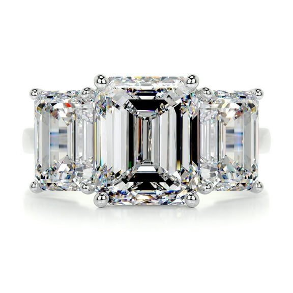 Blue Jewelry Wedding Ring - 14K White Gold Plated Moissanite Rings for Her - Radiant Cut 2.1 Ct Brilliant Moissanite Rings - Women's Engagement Three Stone Ring