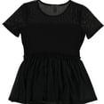 thumbnail image 2 of bar III Womens Smocked Knit Blouse, Black, X-Small, 2 of 2
