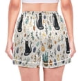 thumbnail image 2 of Women's Silk Pajama Shorts Plants and Black Cats Pajama Shorts Women's Casual Pajama Shorts with Pockets, 2 of 6