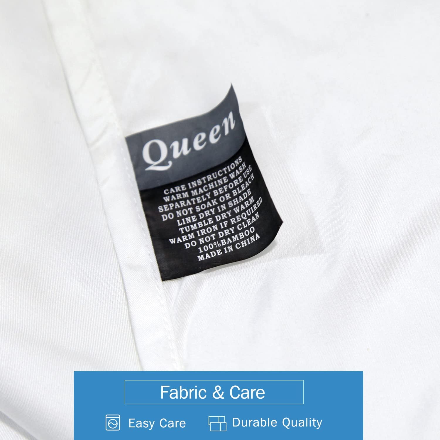 4 Piece Bamboo Bedding Set Queen Size, Microfiber Cooling Sheet Set White Color Deep Pocket Sheets
