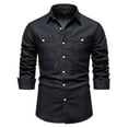 thumbnail image 1 of Man Long Sleeve Solid Color Lapel Button Fashion Fallow T-Shirt Tops, 1 of 1