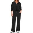 thumbnail image 2 of Fantaslook Two Piece Sets for Women Fall Outfits Lapel Long Sleeve Zipper Sweatshirts and Wide Leg Pants Lounge Tracksuits Sets, 2 of 9