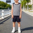 thumbnail image 5 of TOWED22 Boys' Active Clothes Outfits 2 Pieces Athletic Jersey Tank Top and Basketball Shorts Set Solid Color Summer Grey,13-14 Y, 5 of 6