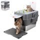thumbnail image 1 of Arenero para gato acero inoxidable con tapa extraíble cerrado incluye pala y alfombrilla tamaño extragrande para gatos grandes gris claro, 1 of 7