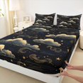thumbnail image 5 of Homewish Clouds Stars Bed Sheets, Black and Gold Full Size Sheets, 4 Pieces, 1 Flat Sheet, 1 Fitted Sheet and 2 Pillowcases, 5 of 6
