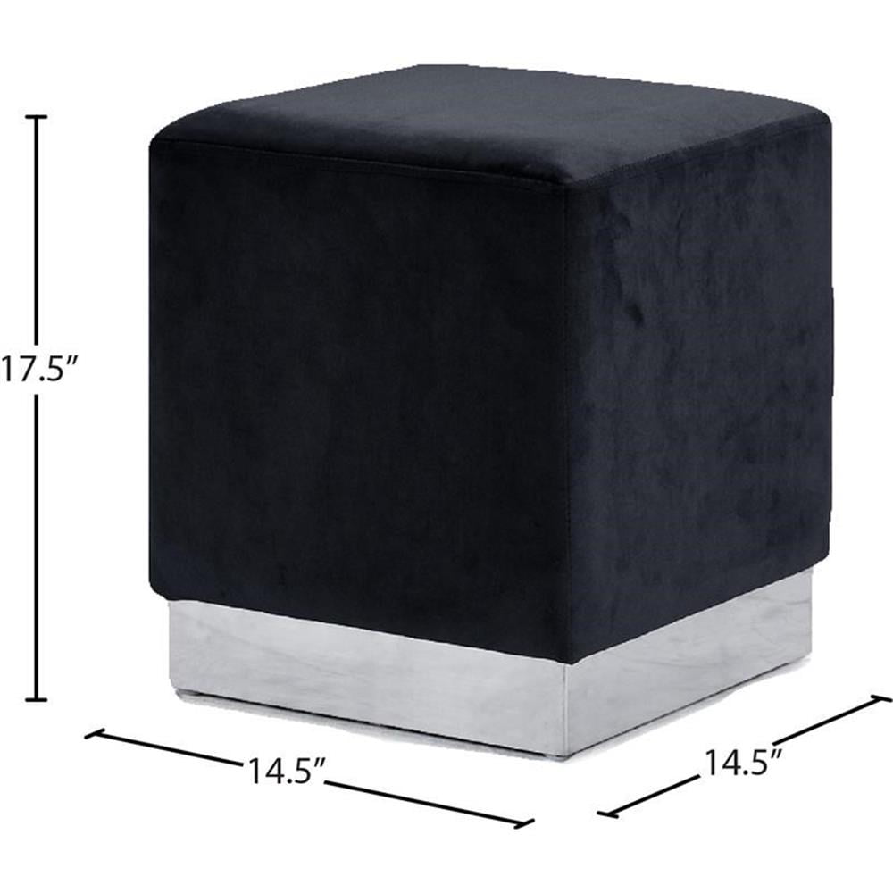 Pemberly Row Modern / Contemporary Velvet Ottoman/Stool in Black
