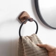 thumbnail image 3 of Towel Ring, 180° Swivel Hand Towel Holder Vintage Towel Ring Self Adhesive Towel Rail Wall Mounted Aluminum+Wood Towel Rings for Bathrooms Anti-Rust Towel Hanger, Easy to Install, 3 of 5