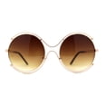 thumbnail image 2 of Retro Futurism Round Circle Lens Oversize Metal Rim Sunglasses Gold Brown, 2 of 4
