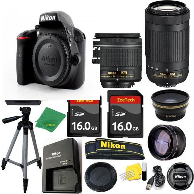 Paquete de Vacaciones Zeetech D3300 con AFP 18-55 Mm AF-P 70-300 Mm Trípode 2 Tarjetas de Memoria 16 GB