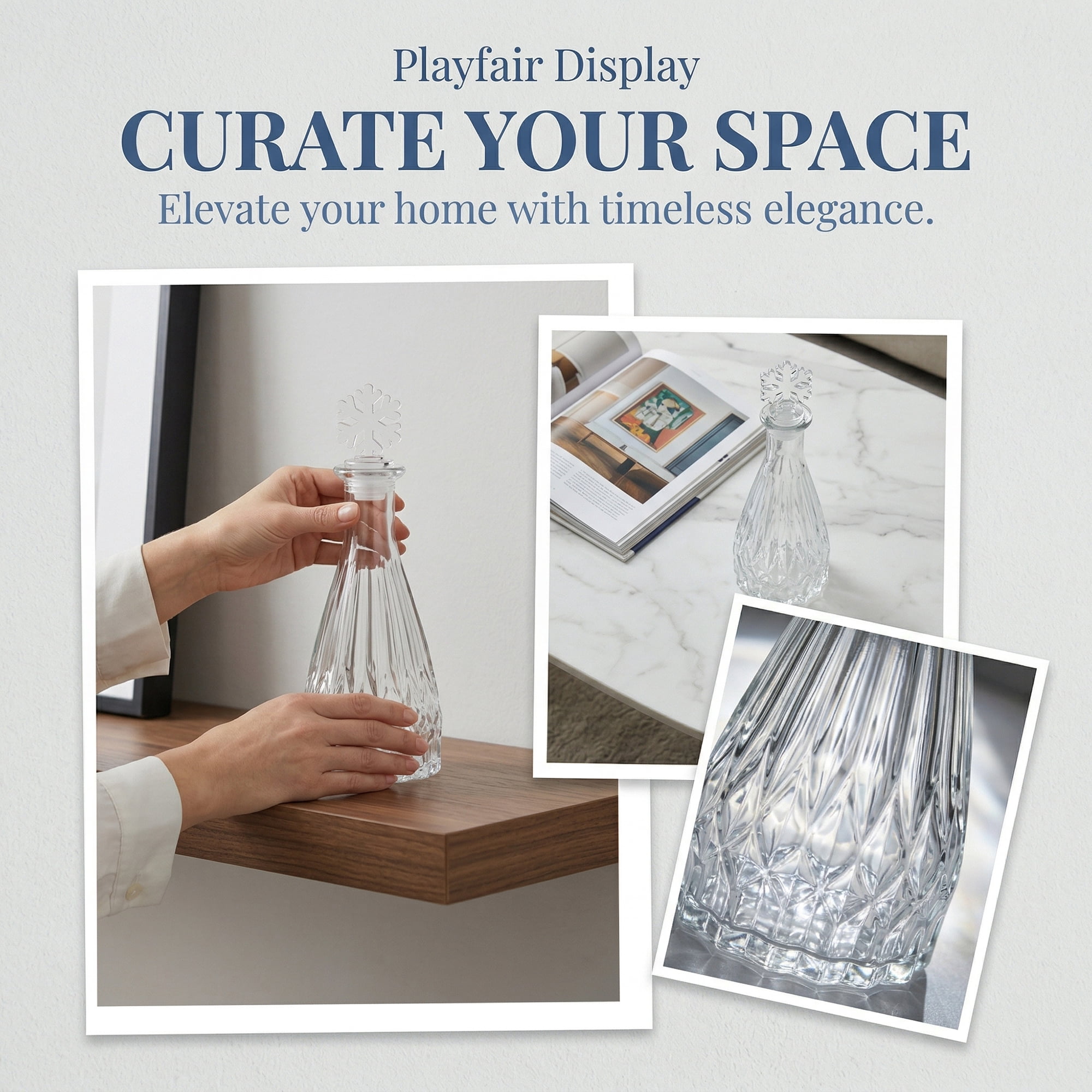 Unique Bargains 2pcs Decorative Glass Jars with Ornate Glass Stoppers Snowflake Shaped Snap Cover 2.8"x2.8"x7.5"