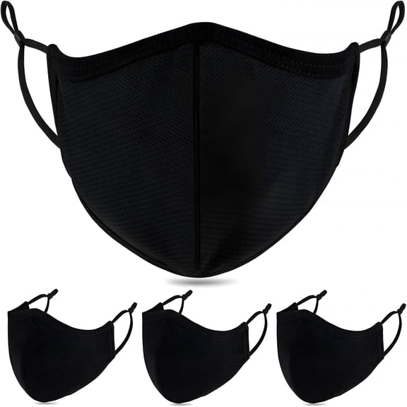 OITY 4 Pack Breathable 3-Ply Cloth Face Mask Adjustable Ear Loop, Reusable Washable Soft Cotton Masks for Adult Women Big Face Men