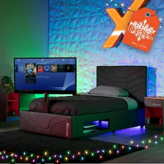 X Rocker Basecamp Modern Full Video Metal Gaming Bed, White, 77.64 x 56.30  x 36.22 
