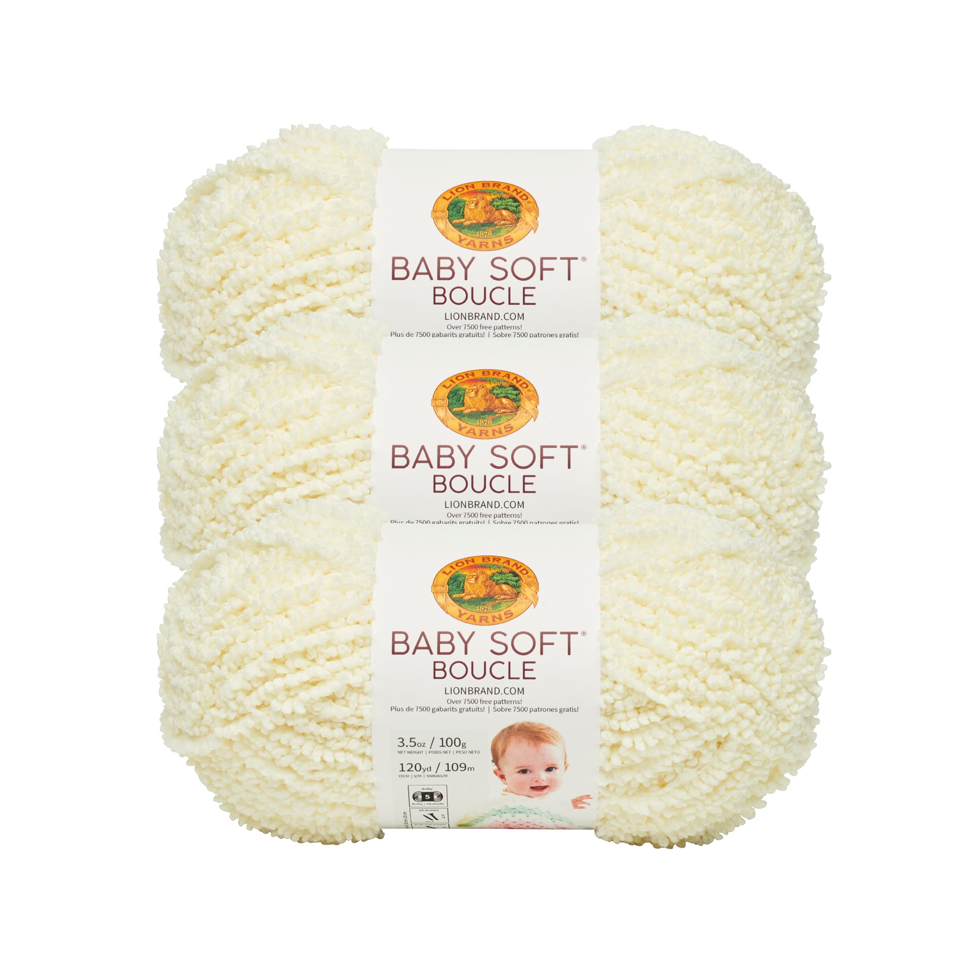Lion Brand Yarn Baby Soft Boucle Lemonade Boucle Baby Bulky Polyester Yellow Yarn 3 Pack