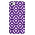 thumbnail image 1 of DistinctInk Clear Shockproof Hybrid Case for iPhone 7 8 SE (2020 Model) 4.7" Screen TPU Bumper Acrylic Back Tempered Glass Screen Protector - Purple White Moroccan Lattice, 1 of 5