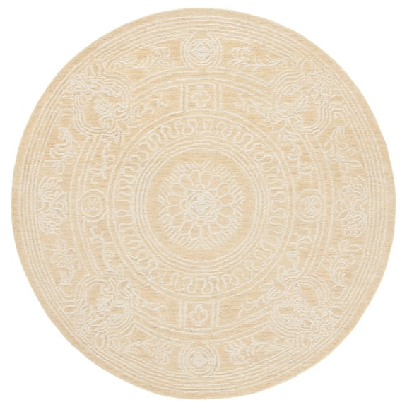 SAFAVIEH Ebony Aindreas Medallion Area Rug, Ivory/Gold, 6' x 6' Round