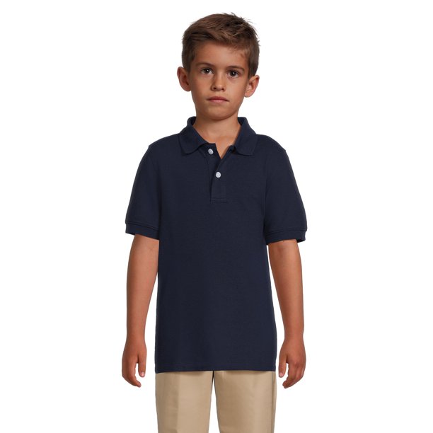 Wonder Nation Boys Short Sleeve Cotton Blend Polo Shirt, Sizes 4-18 ...