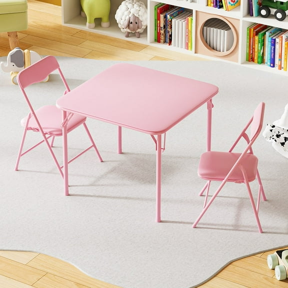 Ktaxon Kids Activity Table and Chairs Set for 2, No Assembly Folding Table Pink Play Table for Drawing, Studying, Playing, Eating for 3-8 Years Old Children