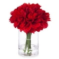 thumbnail image 2 of Enova Home  Artificial Silk Dahlias Fake Flowers Arrangement in Clear Glass Vase with Faux Water For Home Decoration White, 2 of 5
