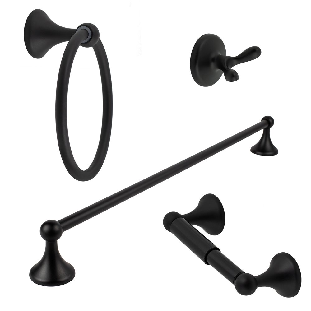 Black 4 Piece Bath Accessory Set