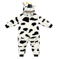 thumbnail image 3 of Unisex Children Animal Cow Onesie Halloween Outfit Horn Ears Hooded Jumpsuit Christmas Party One Piece Casual Baggy Clothes, 3 of 9