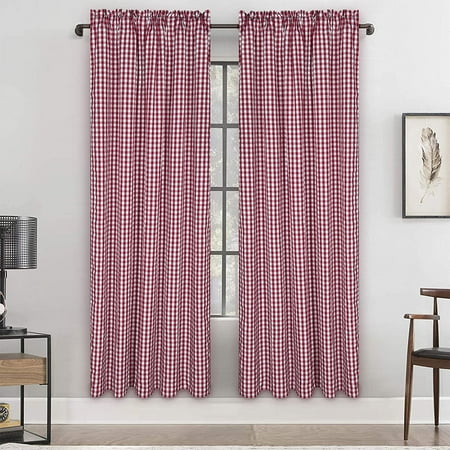 Buffalo Plaid Cotton Curtain Red And White Check Window Panel Gingham Rod Pocket Ds For Farmhouse Bedroom Living Room Decor Set Of 2 Panels 52 X 63 Inch Length Canada Buffalo Plaid Cotton Curtain Red And, White Cotton Curtains 63