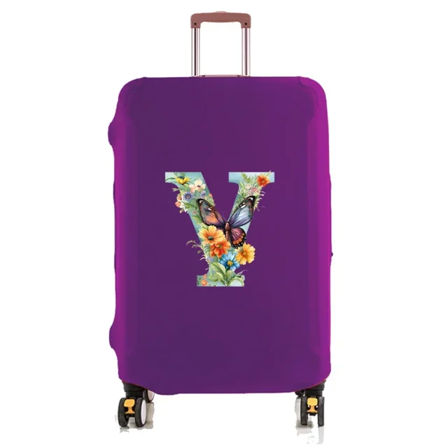 Travel Luggage Cover Baggage Suitcase Protector Washable Reusable Dustproof Scratch-proof Suitcase Cover Butterfly Print Pattern 8butterfly letter Y S