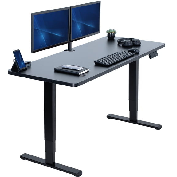 VIVO Electric 60" x 24" Stand Up Desk, Black Table Top, Black Frame