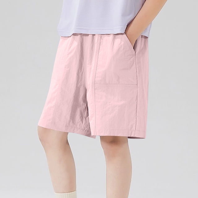 Under 10,Children's Solid Color Bottoms and Full-Length Pants for Spring and Summer,Comfortable, Breathable, Elastic Waist for Kids Light and Comfortable|Nylon,Spandex,Pink,Sopatenor