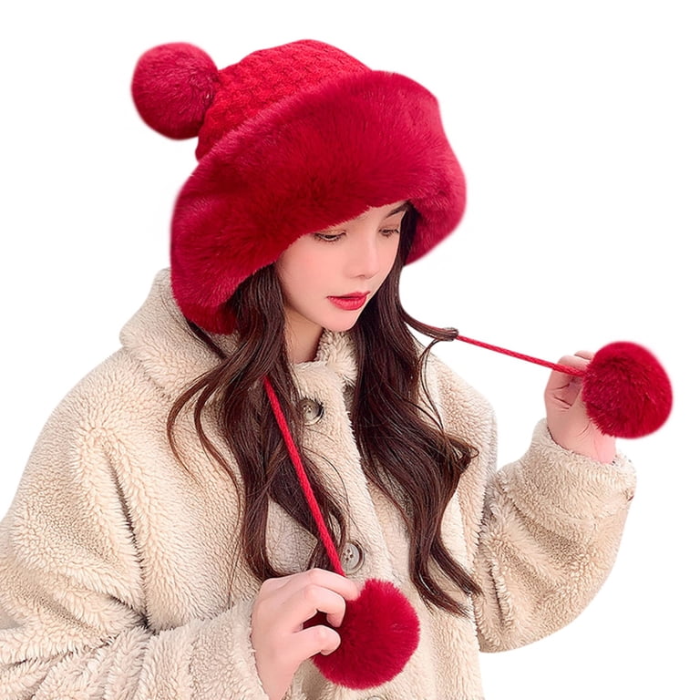 MANHUJI Bonnet For Sleeping Winter Pompom Beanie Hats For  display picture 3