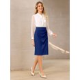 thumbnail image 3 of DARING DIVA Women's High Waist Ruched Bodycon  Leisure Midi Pencil Skirt S Royal Blue, 3 of 7
