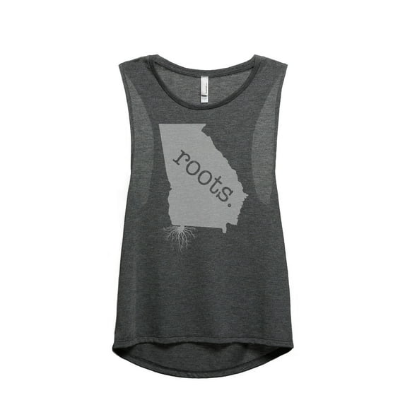 Thread Tank Home Roots State Georgia GA Women's Sleeveless Muscle Tank Top Charcoal 2X-Large