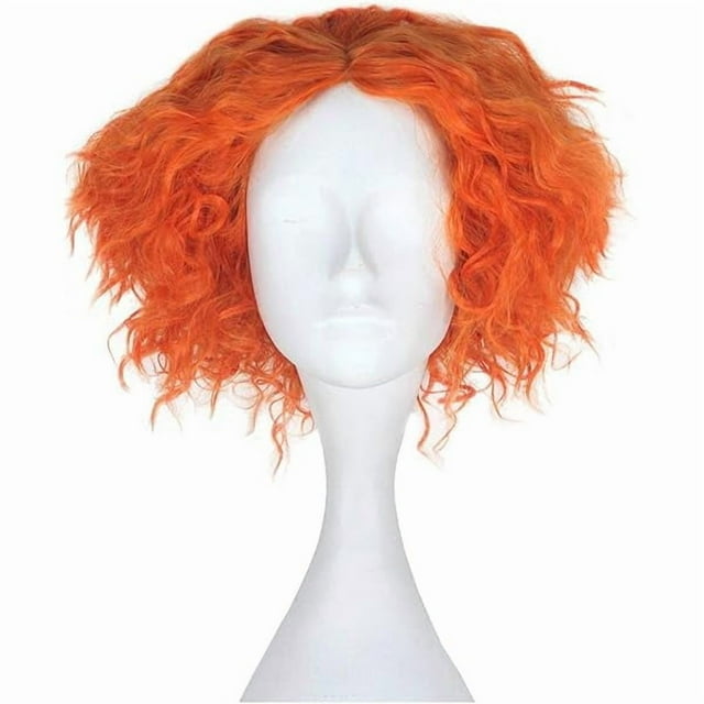 wonima44 Short Curly Orange Wig | Short Fluffy and Layered Orange Curly Wig