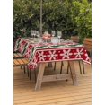thumbnail image 2 of Outdoor Tablecloth with Umbrella Hole and Zipper, Christmas Red Rectangle Table Cloth 52x70 Inch Waterproof Tablecloth, Snowflakes Green Leaves Farmhouse Stripes Picnic Table Cover for Patio Camping, 2 of 7