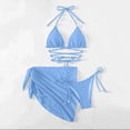 thumbnail image 7 of Njoeus 3 piece Swimsuit for Women Halter Bras Triangles Bikini Sets Beach Swimwear Bathing Suit with Cover Up Skirt Set, 7 of 7
