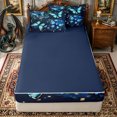 thumbnail image 4 of Erosebridal Sparkling Blue Butterfly Zipper Twin Comforter Sets with Fitted Sheet and 2 Pillowcases for Girls, Watercolor Dot Print Zipper Bedding Set, Navy Reversible, 4pcs, 4 of 7