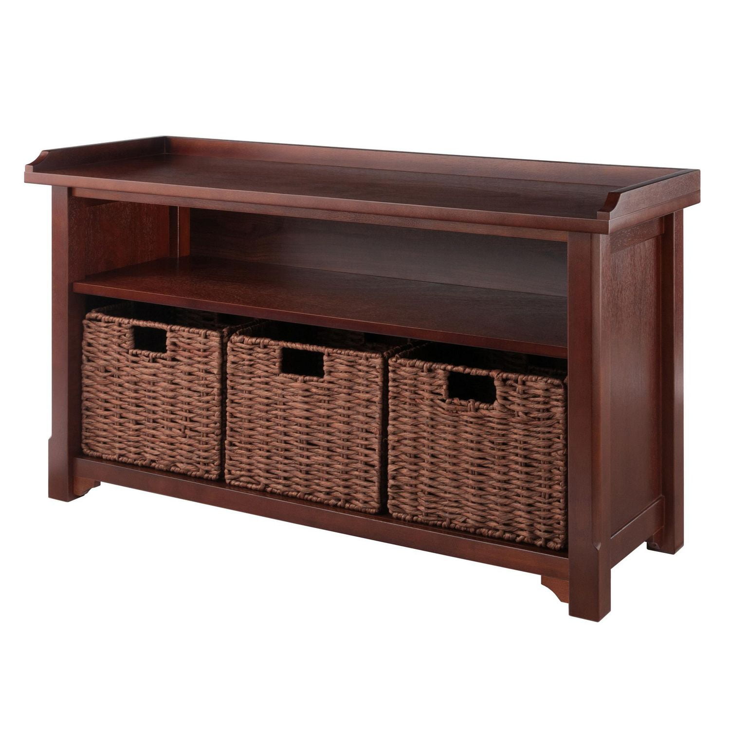 Milan 4pc Storage Bench with Basket in Walnut