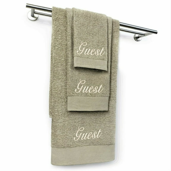 Kaufman Personalized Guest 3 Pc Set Taupe Towel 1Bath-1Hand-1 Fingertip, 100% Cotton